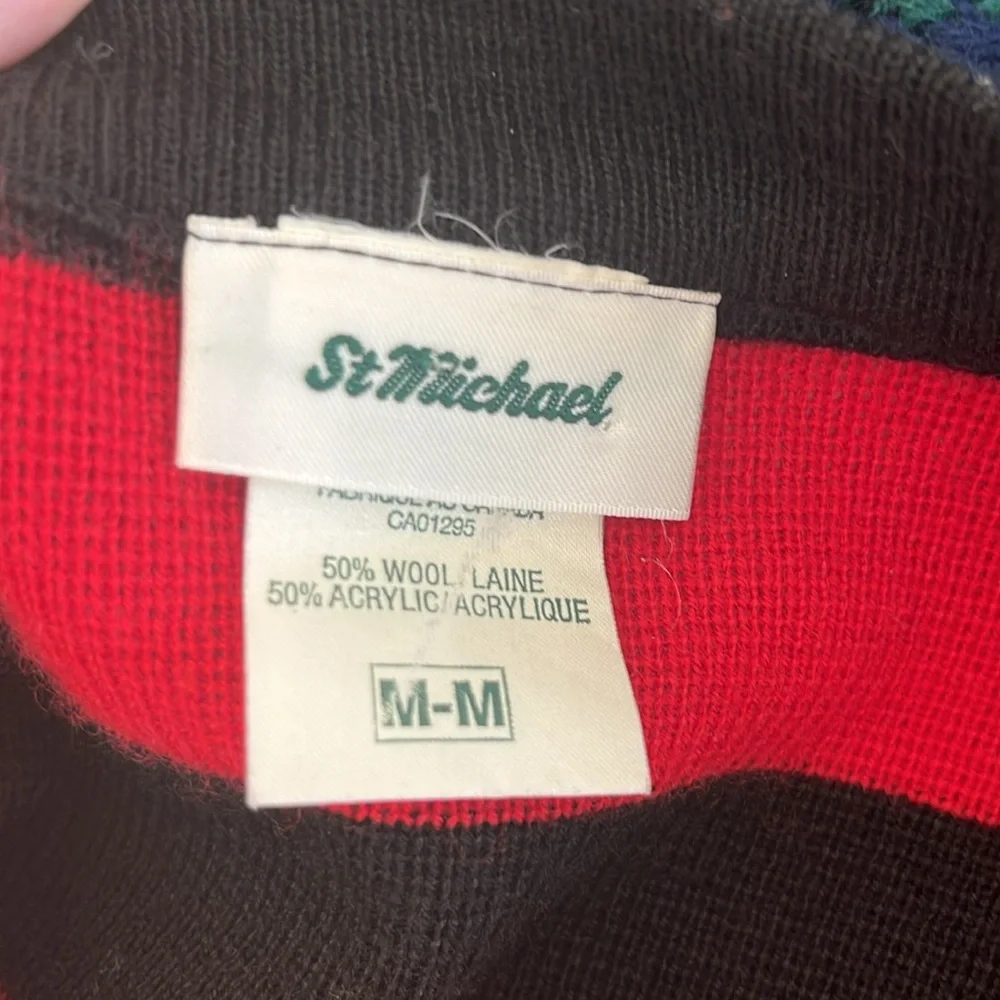 Vintage St. Michael Wool Striped Button Down Cardigan Size Medium - Picture 4 of 4